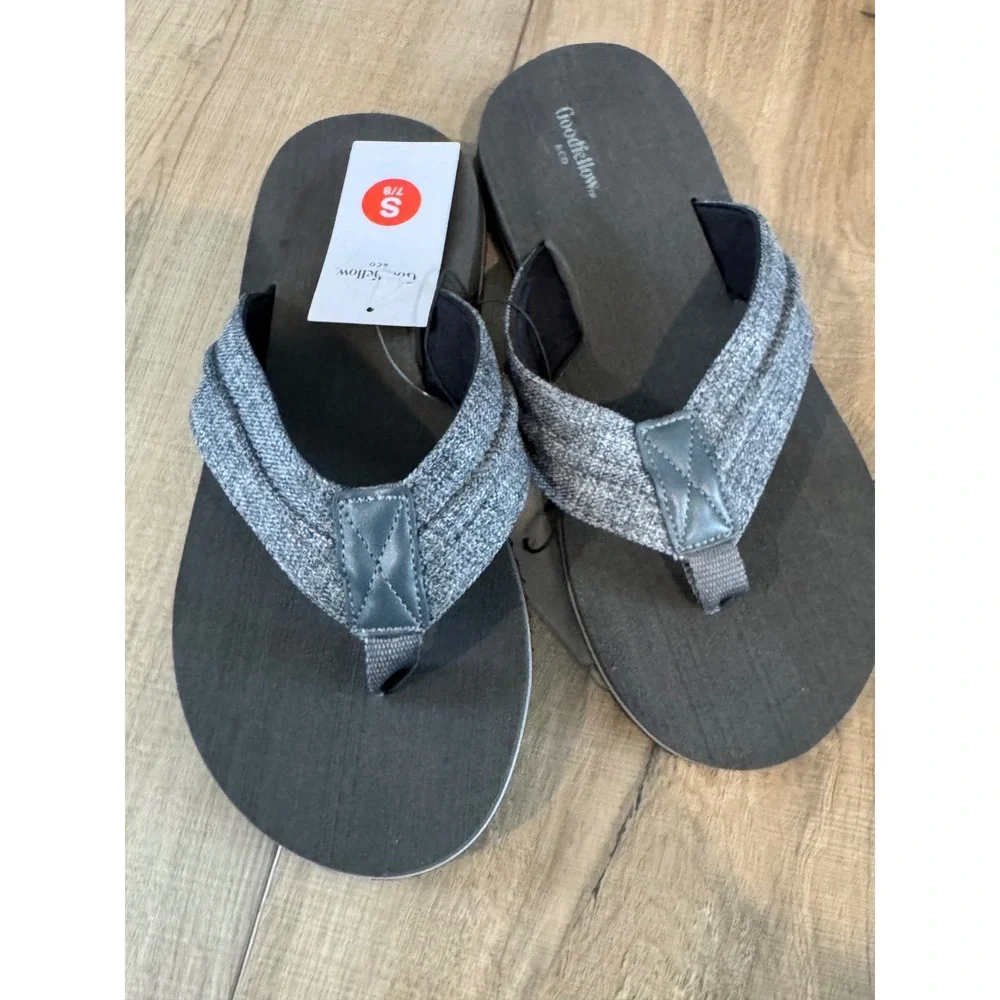 Goodfellow &‎ Co Flip Flop Sandals Mens Size Small 7/8 Gray Fabric Strap Foam